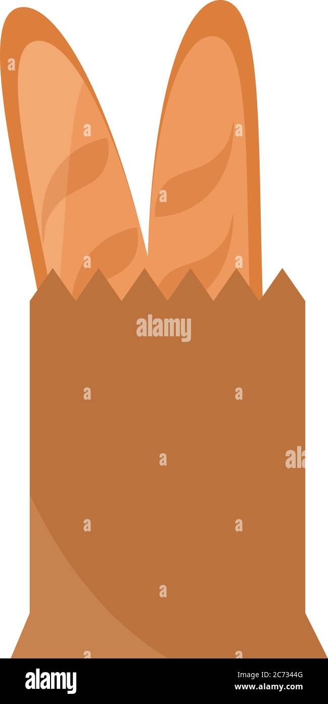 baguettes in paper bag bread menu bakery food product vector ...