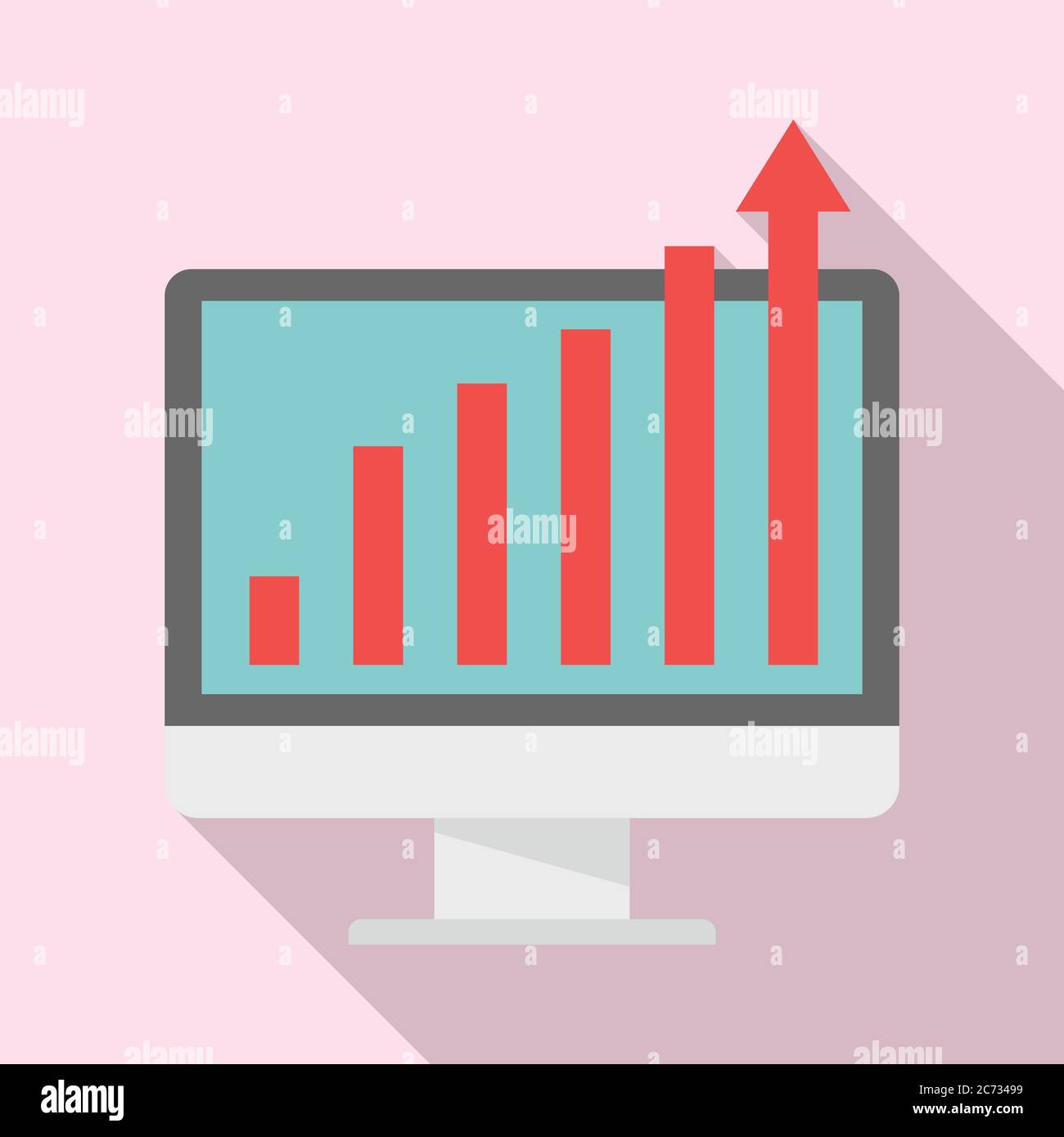Online report graph icon. Flat illustration of online report graph ...