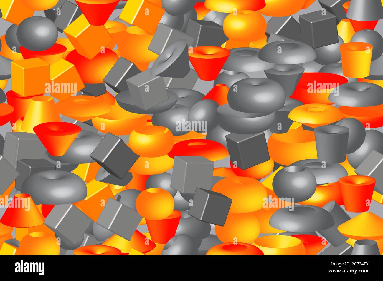 Abstract Color Volume Shapes 3D Illustration Seamless Pattern Stock Vector