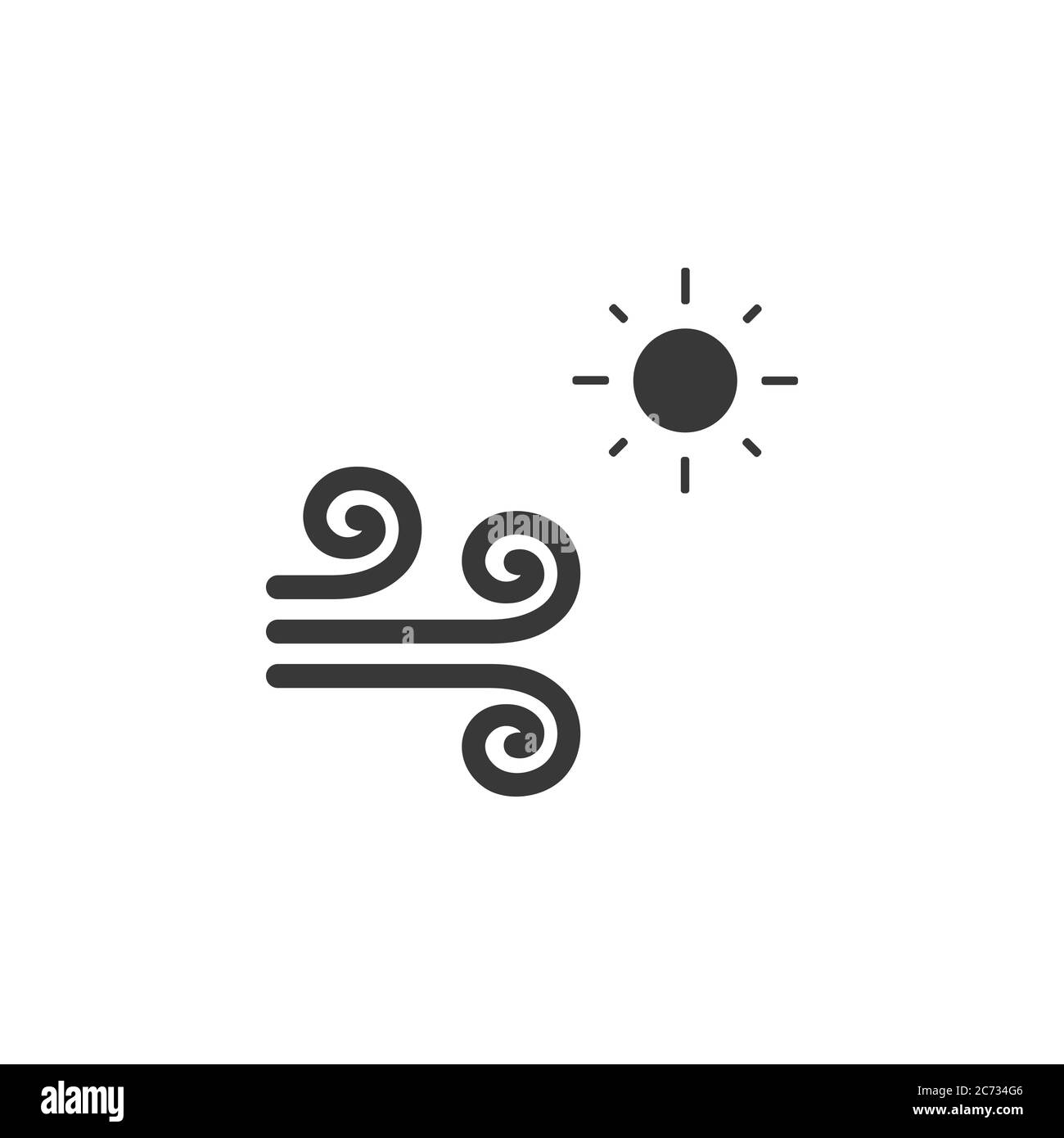 Wind and sun. Isolated icon. Hot weather glyph vector illustration ...