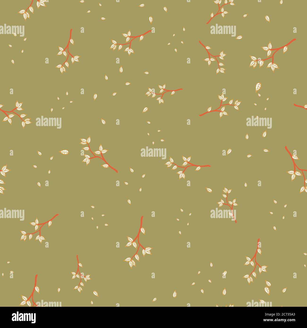 branches with leaves seamless vector pattern Stock Vector