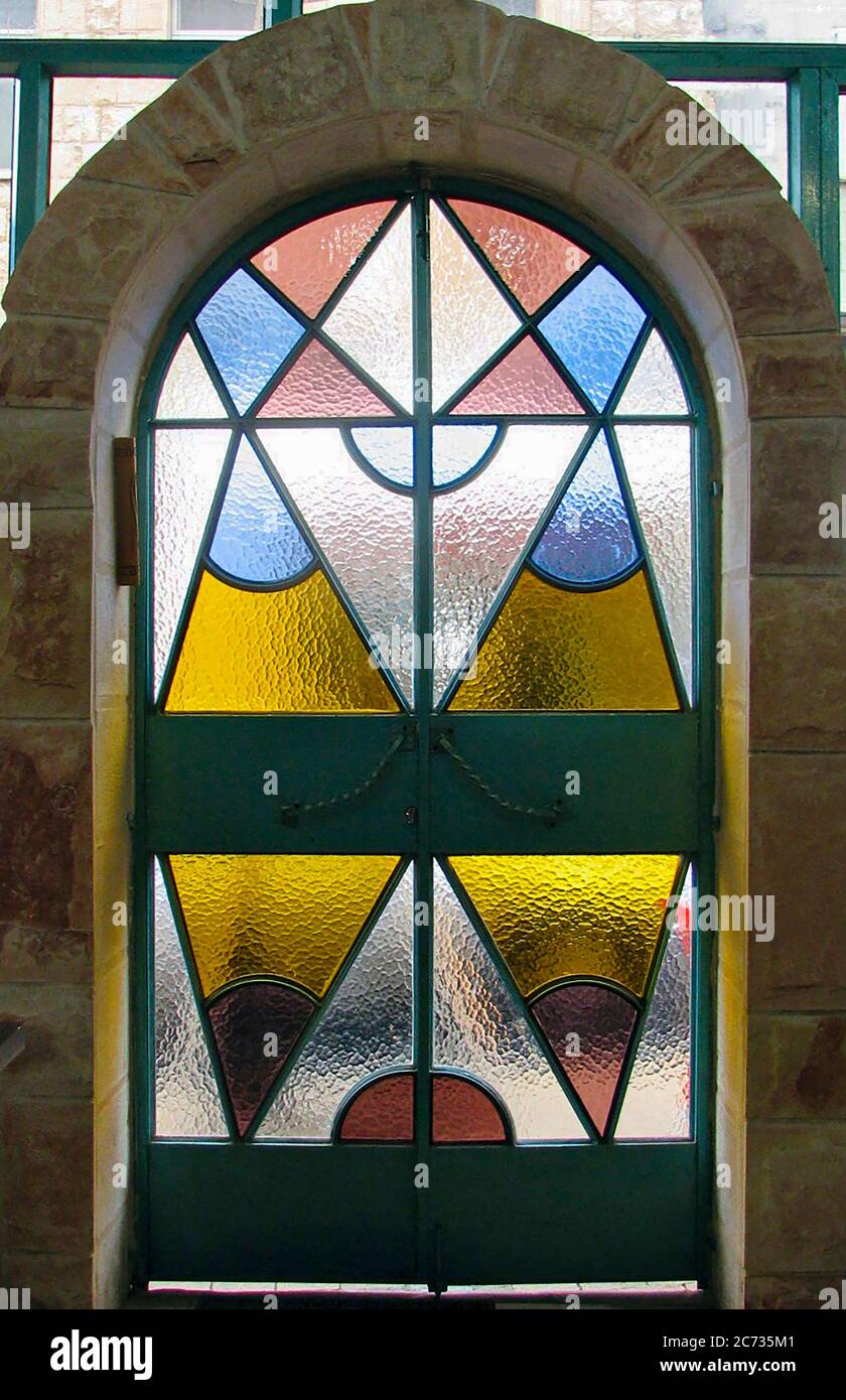 Stained glass window arch Stock Photo Alamy