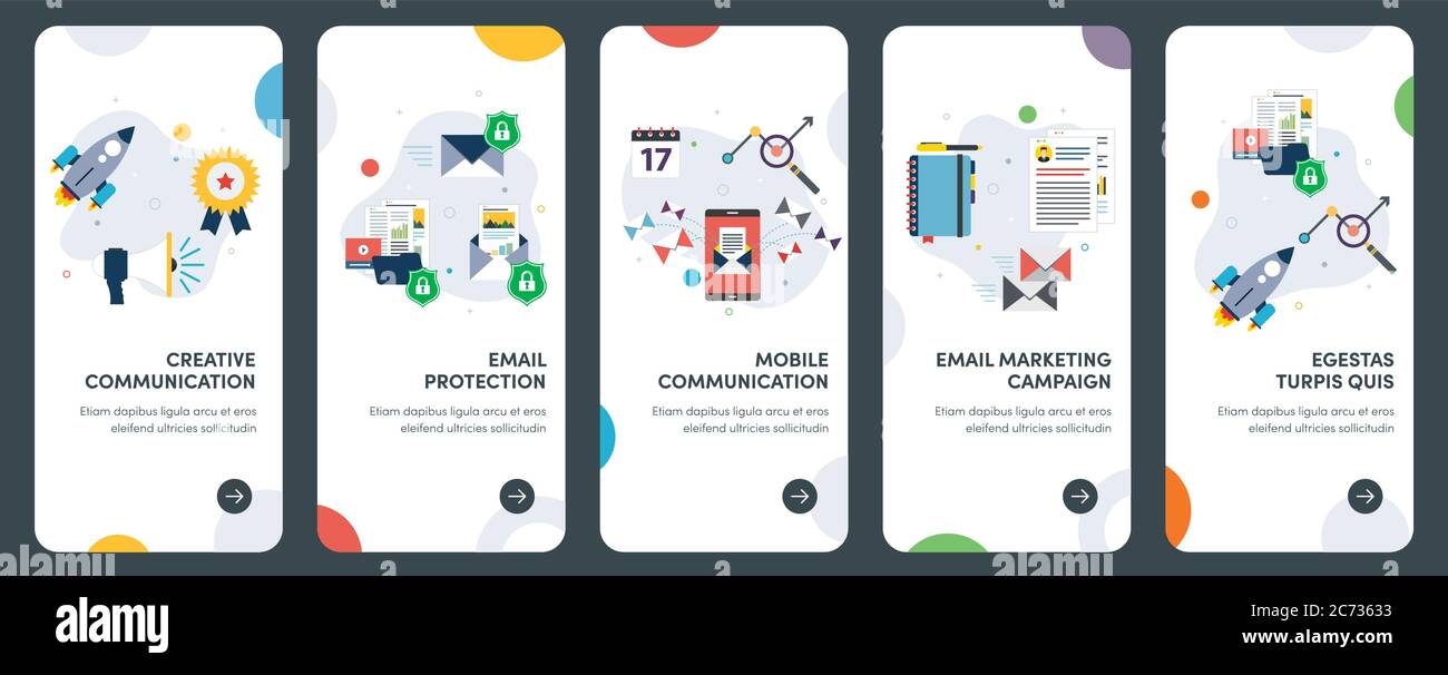 Set of concept flat design icons for communication, protection ...