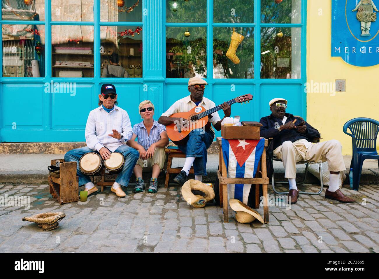 Band playing traditional cuban music in Old Havana Stock Photo