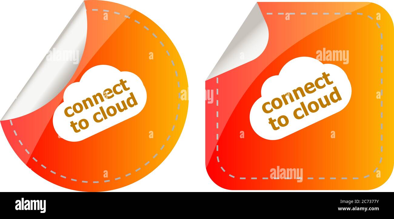 stickers label set business tag with connect to cloud word Stock Photo