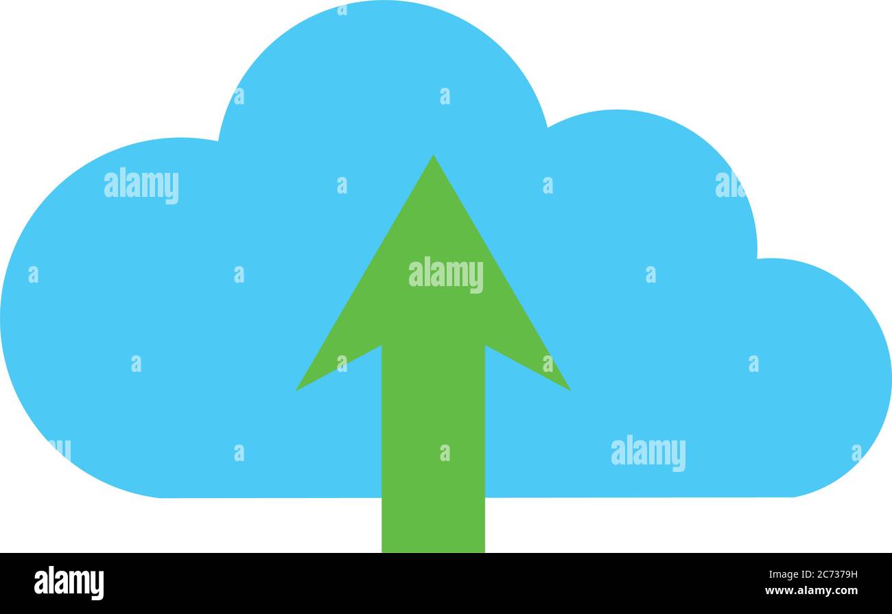 cloud computing upload data storage isolated flat style icon vector ...