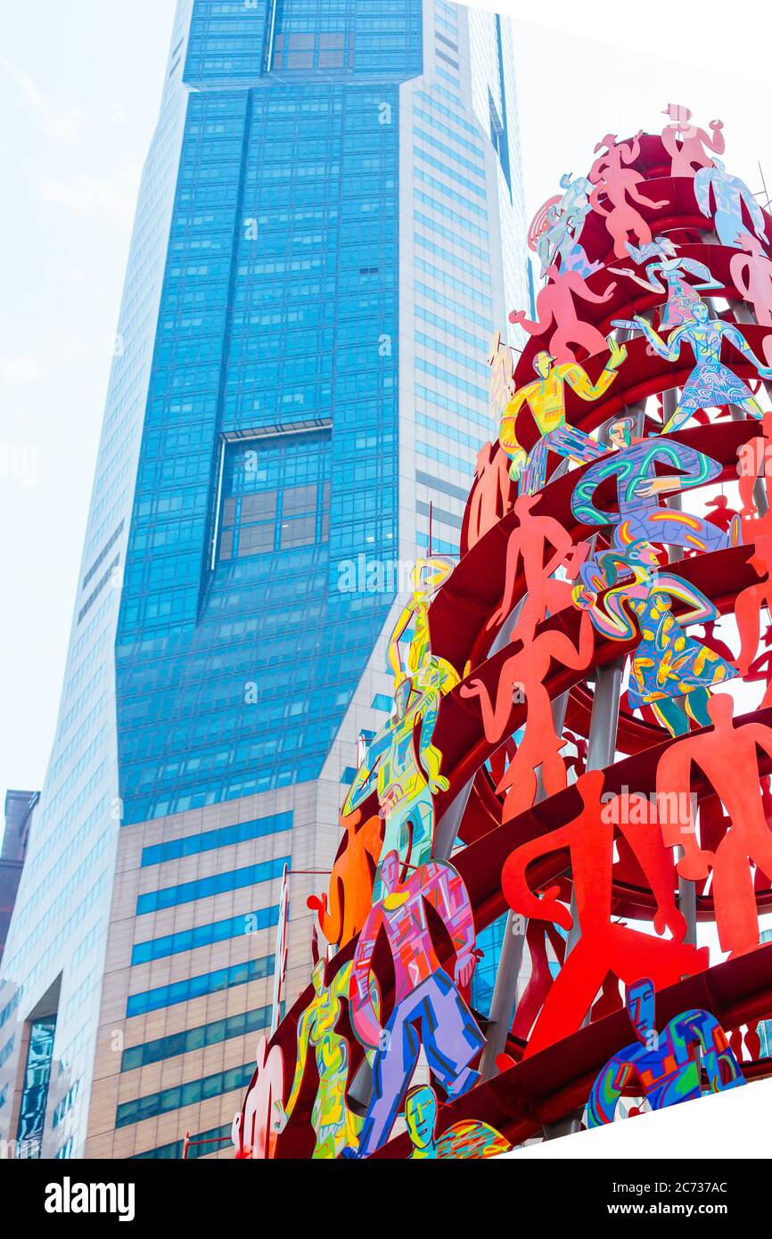 Singapore Momentum Sculpture in Asia Stock Photo