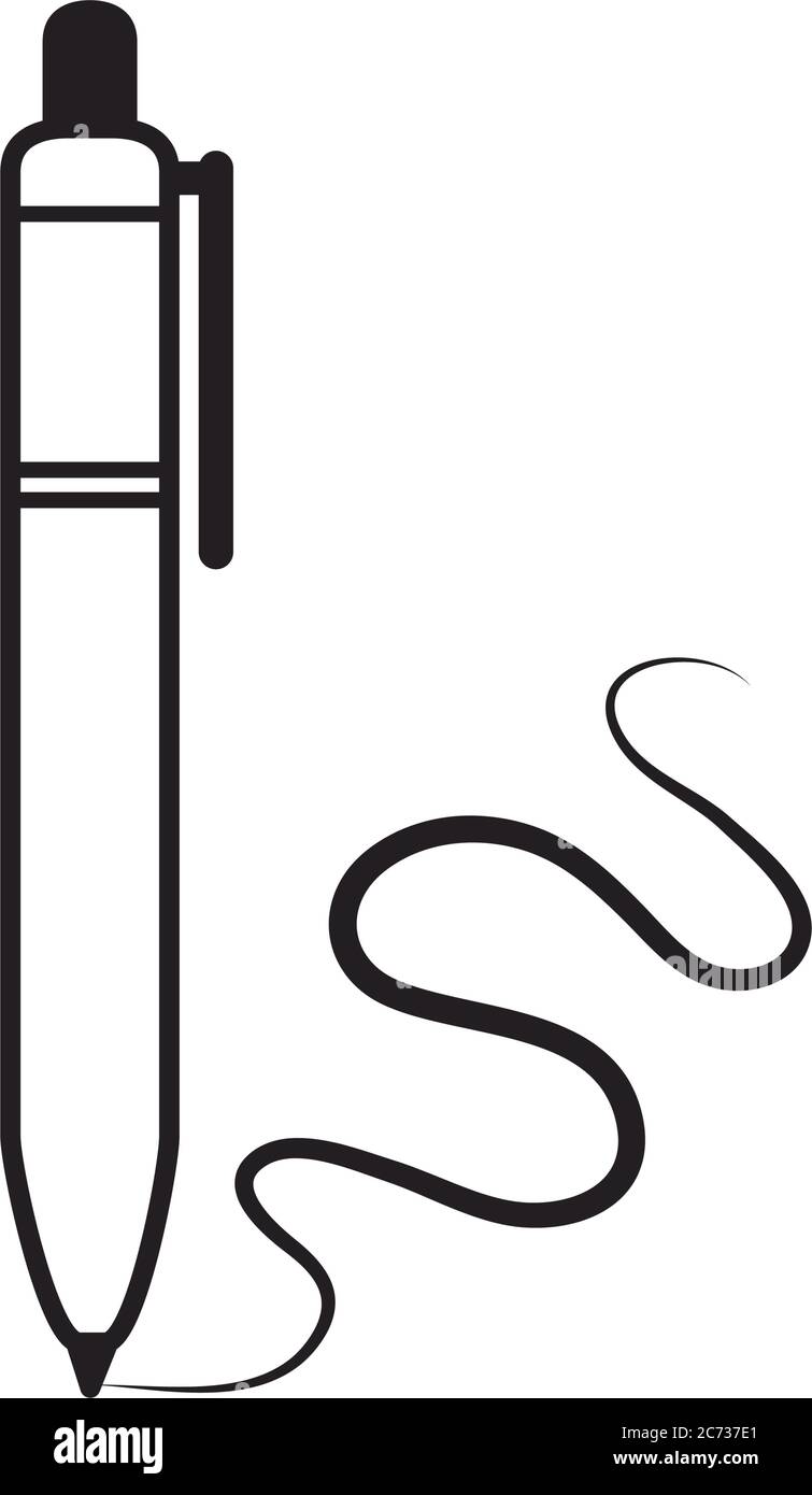 writing pen ink office supply stationery work linear style icon vector ...