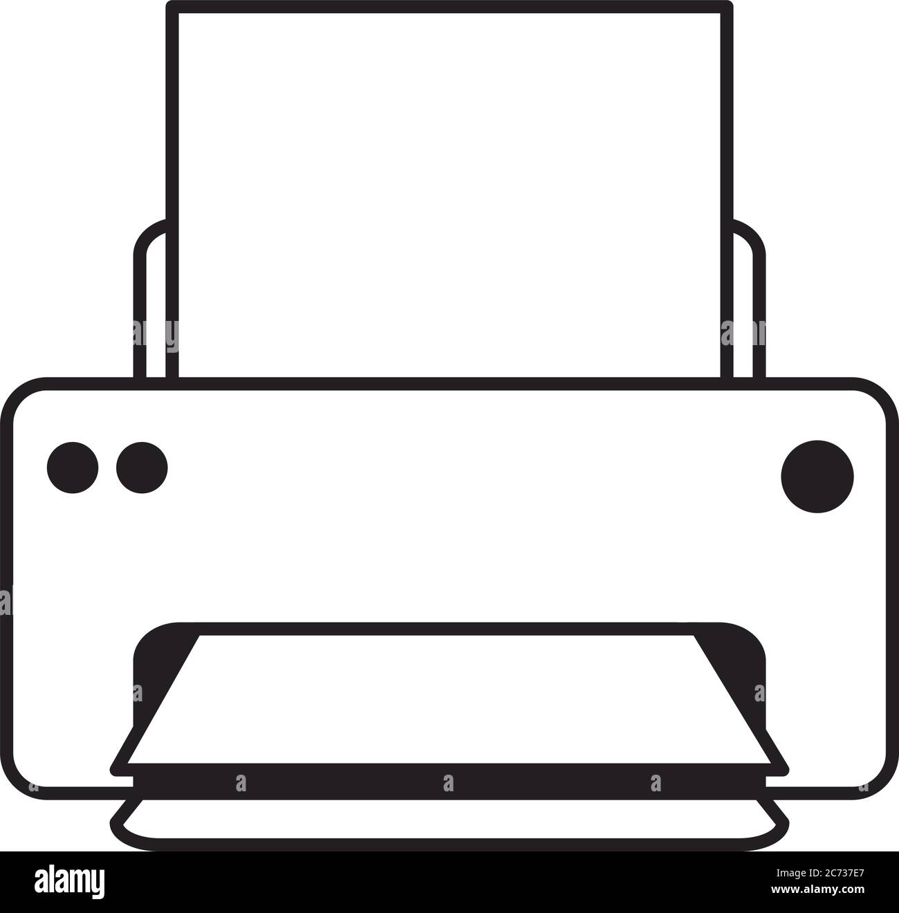 printer with paper office supply stationery work linear style icon ...