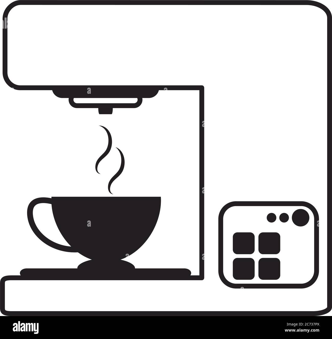 coffee machine beverage appliance linear style icon vector illustration ...