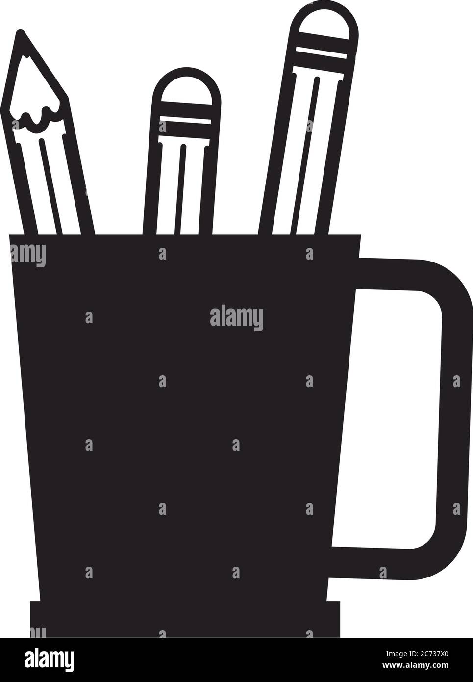 pencils holder office supply stationery work linear style icon vector ...