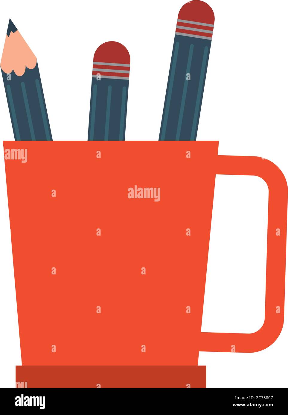 pencils holder office supply stationery work flat style icon vector ...