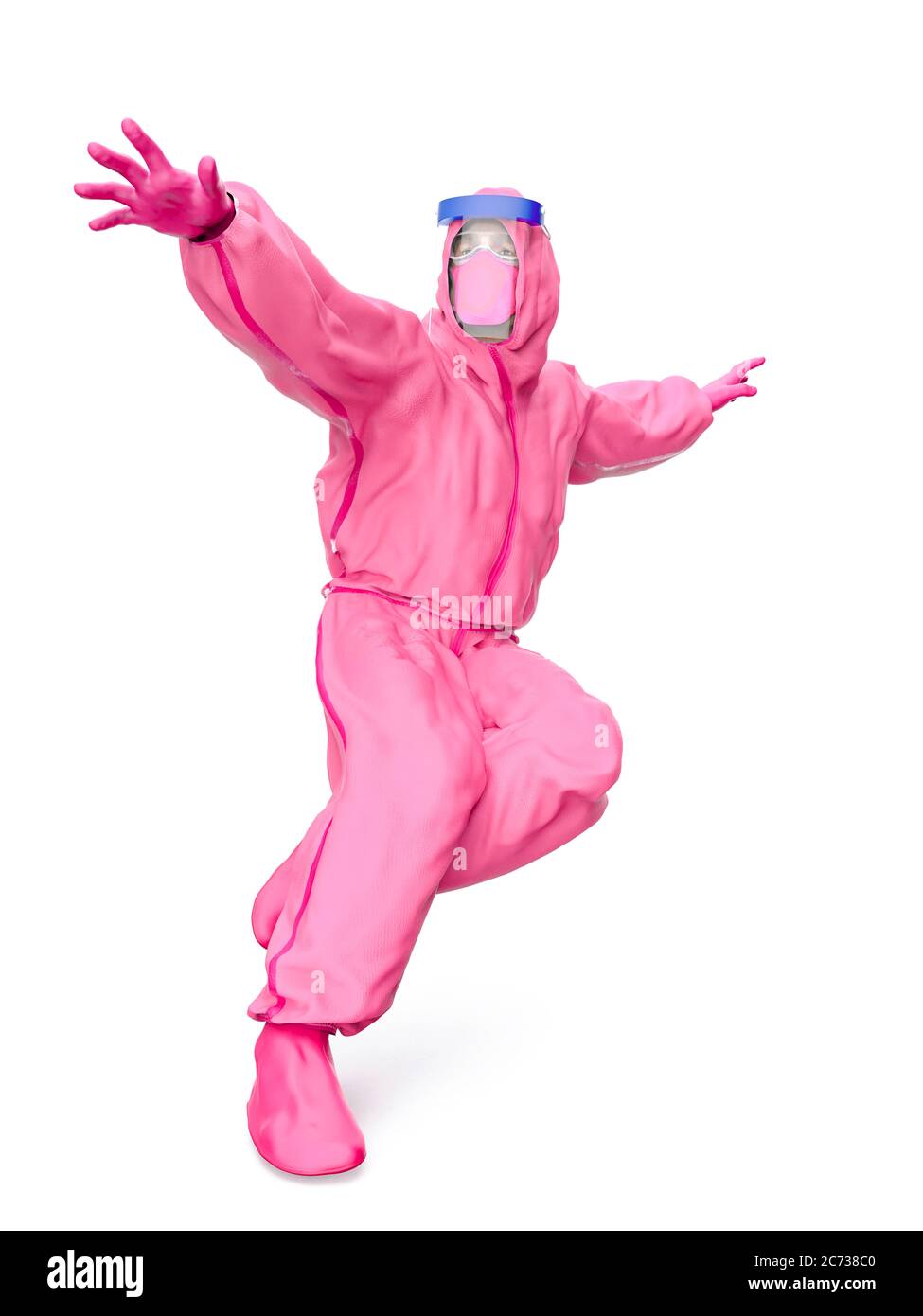 dark pink hazmat suit