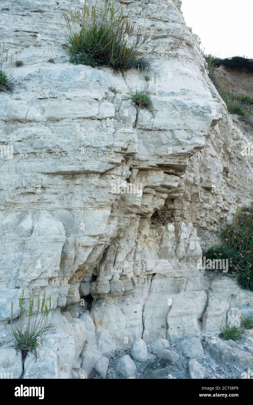 Magnesium Limestone Cliff Face at Roker, Sunderland Stock Photo