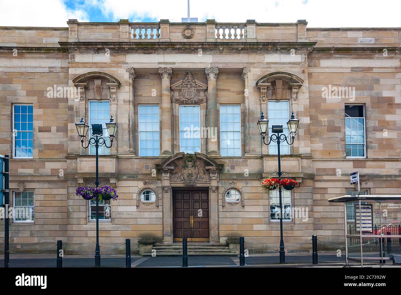 Airdrie Town Hall in the old historical building in Airdrie, Stirling Street, North Lanarkshire, Scotland Stock Photo