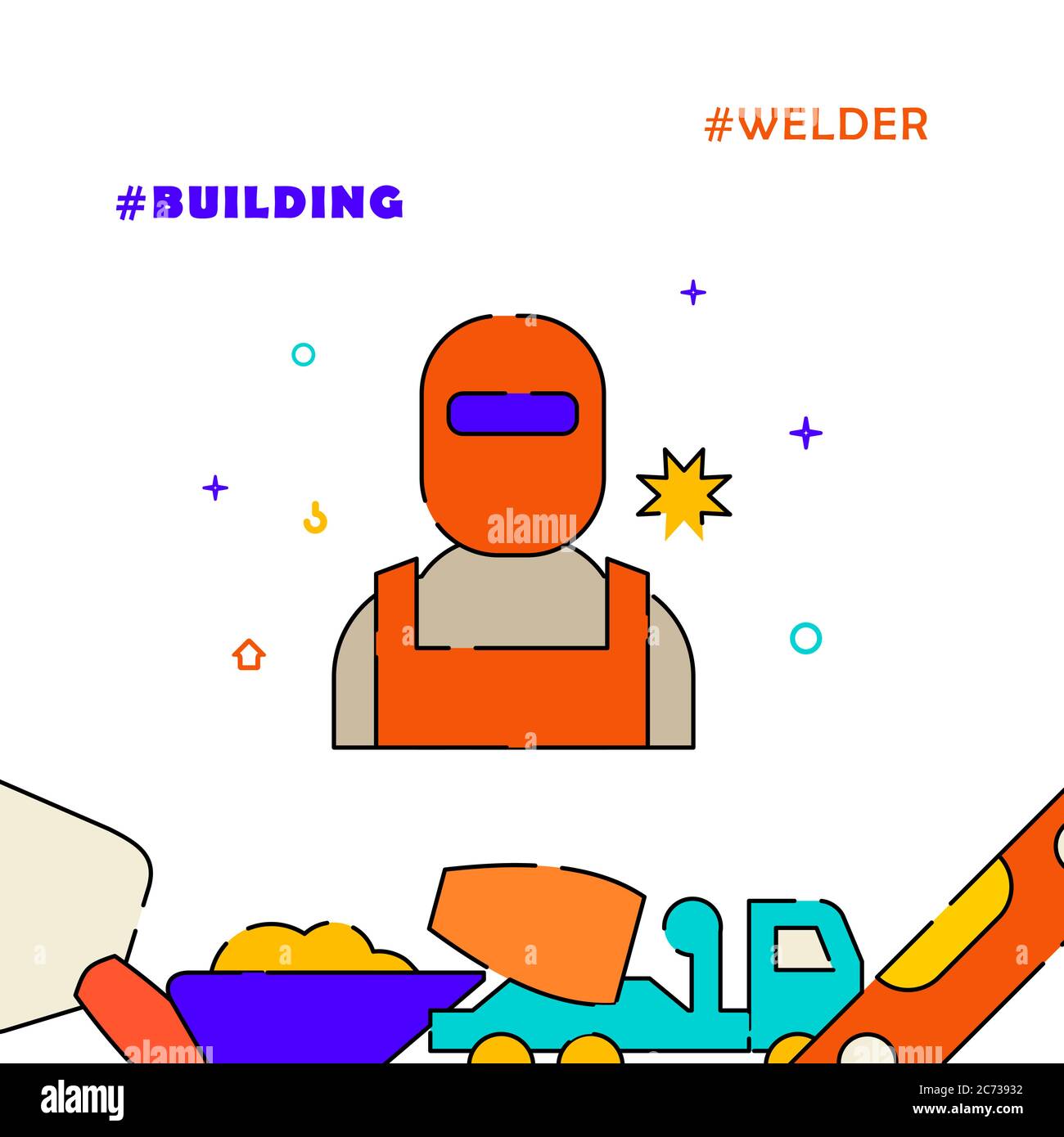 Welder, man in welding mask filled line vector icon, simple ...