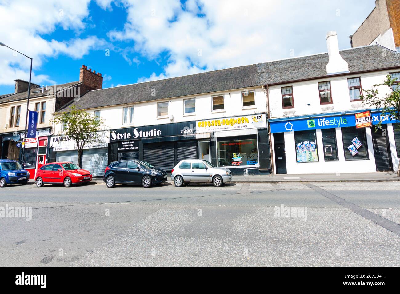 Streets and shops of Airdrie in Scotland, UK Stock Photo Alamy
