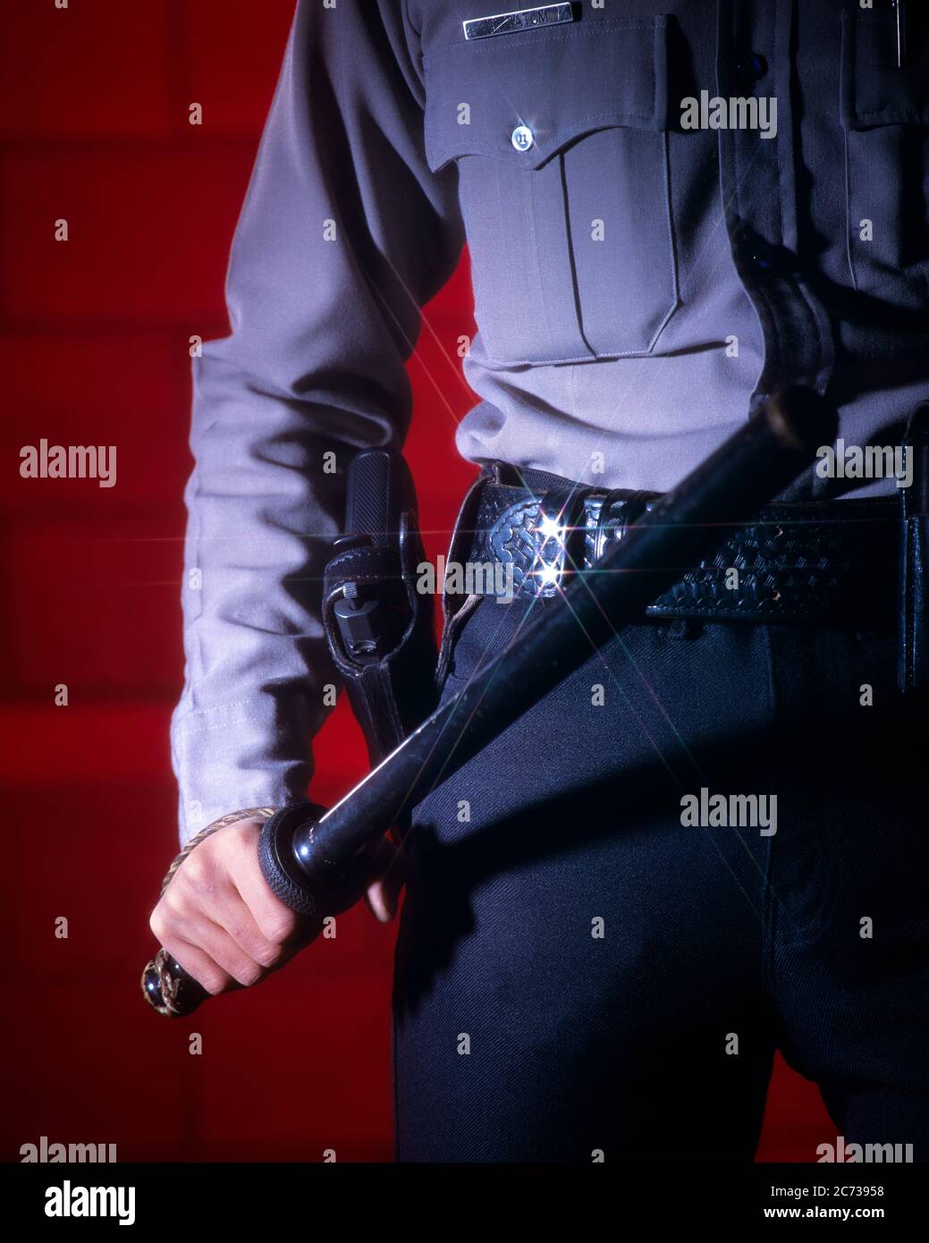 1990s TORSO ONLY OF POLICEMAN SECURITY GUARD HOLSTERED GUN ON HIS HIP