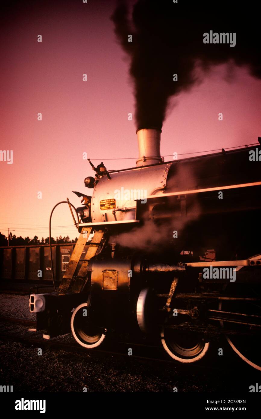 ANTIQUE STEAM ENGINE LOCOMOTIVE BILLOWING BLACK SMOKE JACKSONVILLE