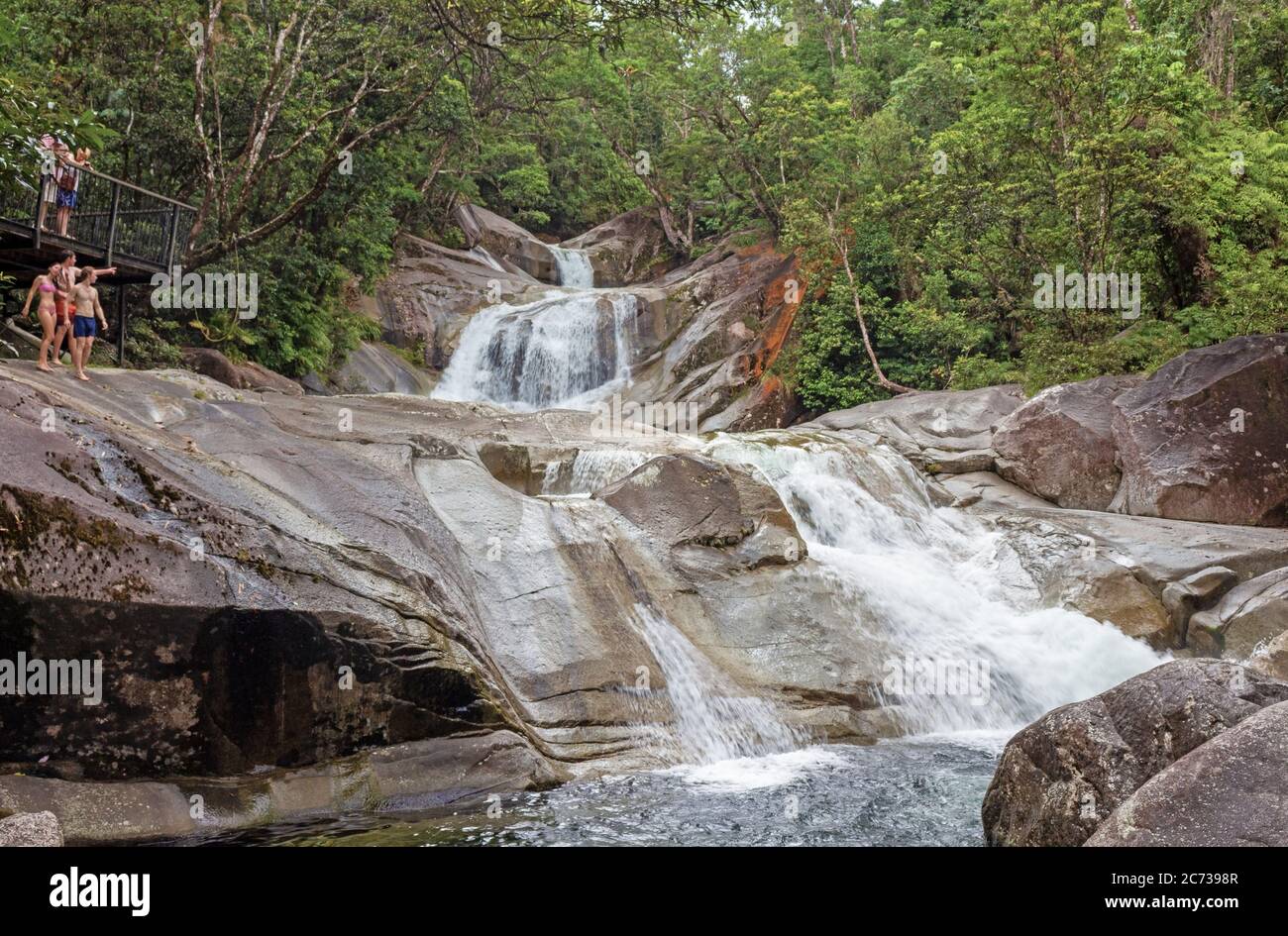 Josephine Falls is between Innisfail and Babinda and just off the Bruce Highway when heading up to the Cairns Region of Far North Queensland Australia Stock Photo