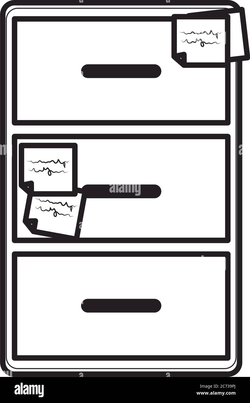 cabinet with memos office supply stationery work linear style icon ...