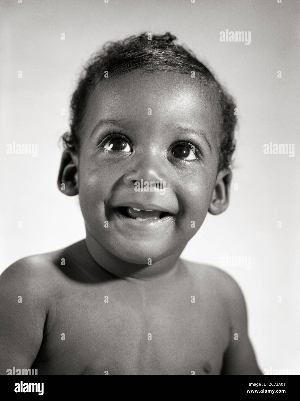 1960s PORTRAIT SMILING AFRICAN-AMERICAN BABY BOY  - n2326 HAR001 HARS BLACK AND WHITE HAR001 OLD FASHIONED AFRICAN AMERICANS Stock Photo