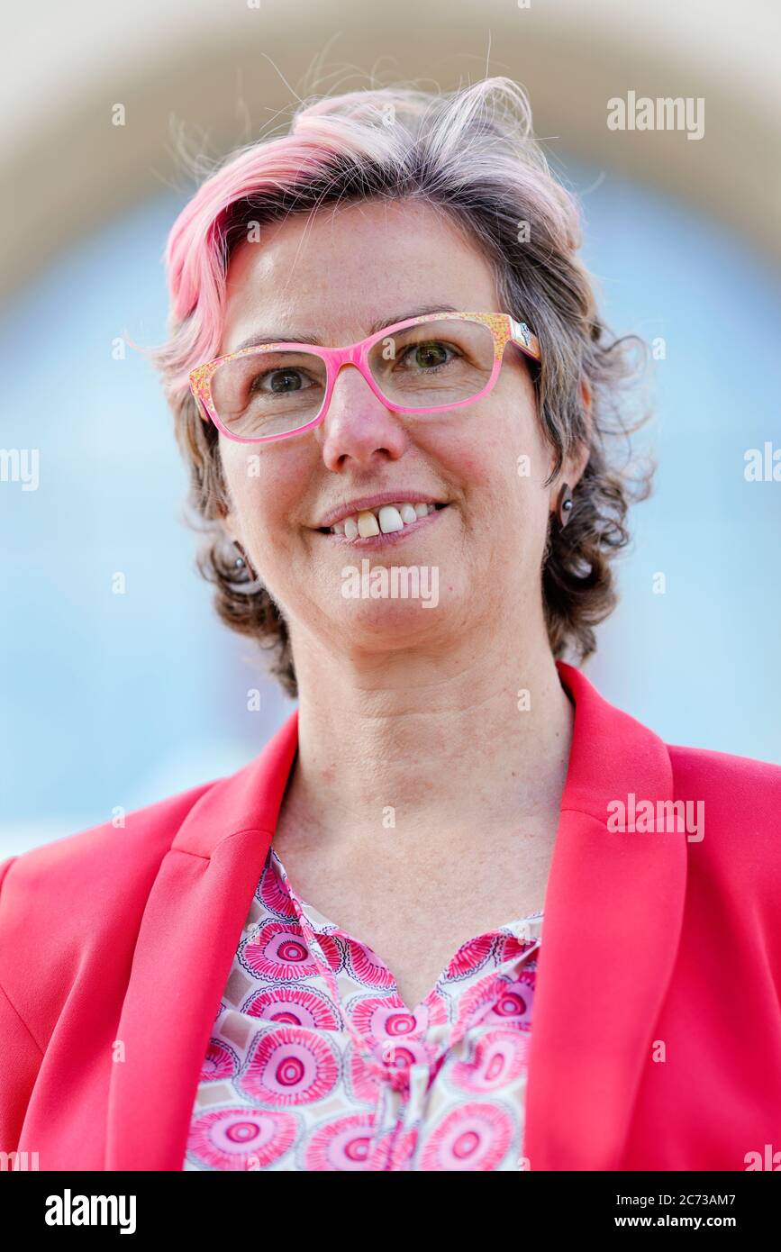 Mannheim, Germany. 09th July, 2020. Andrea Kadenbach, Head of Station Management Mannheim, is standing in front of the entrance to the main station. (to dpa: 'Only station manager rules over 146 stops') Credit: Uwe Anspach/dpa/Alamy Live News Stock Photo