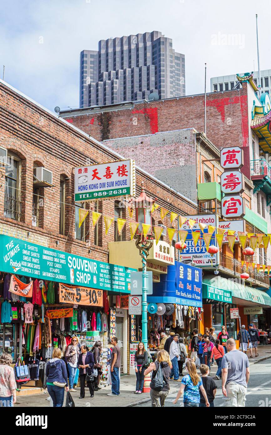 San Francisco California,Chinatown neighborhood,Grant Street,shopping shopper shoppers shop shops market buying selling,store stores business business Stock Photo