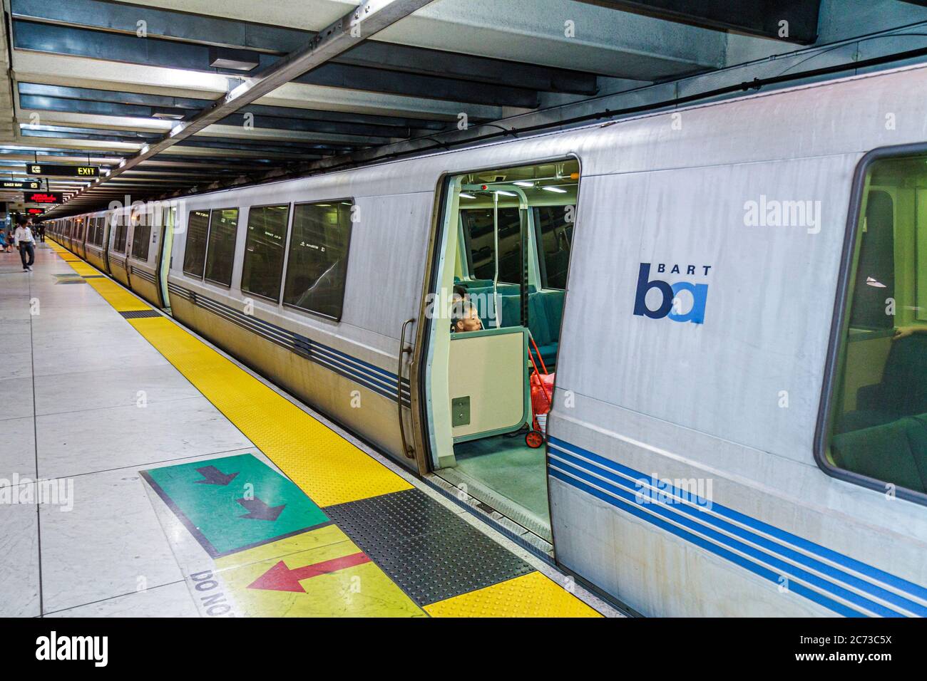 San Francisco California,Market Street,BART Montgomery Station,subway system,open door,platform,commuting,CA110717014 Stock Photo