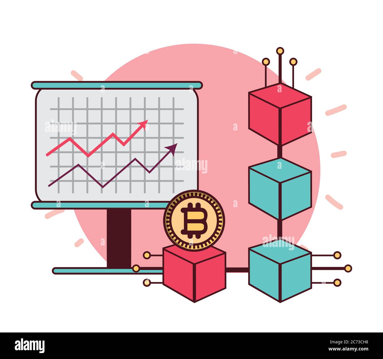 bitcoin blockchain cryptocurrency trade growth money vector ...