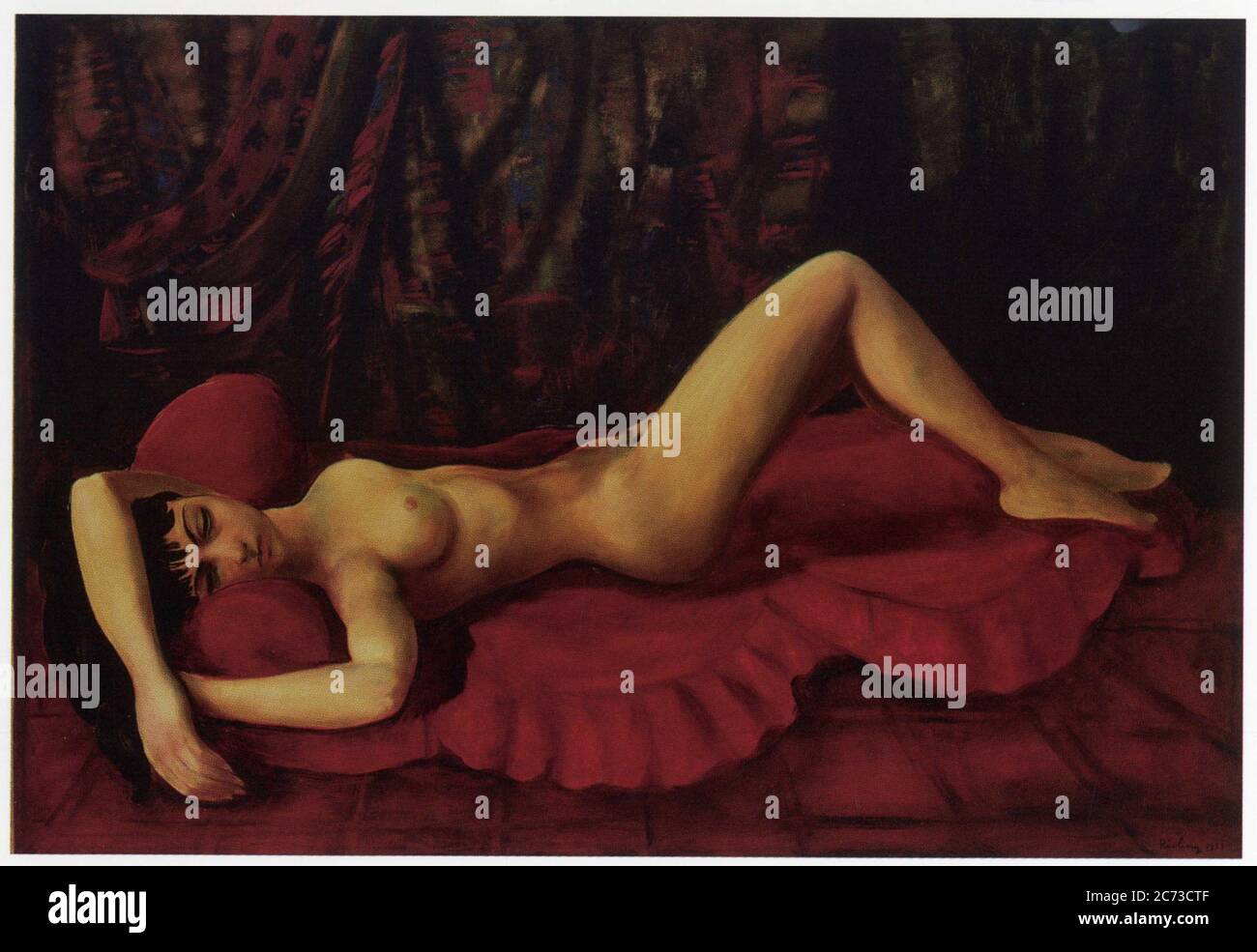MOISE KISLING. GRAND NU DE JOSANE AU DIVAN ROUGE. 1953. HUILE SUR TOILE. 130 X 89 CM Stock Photo