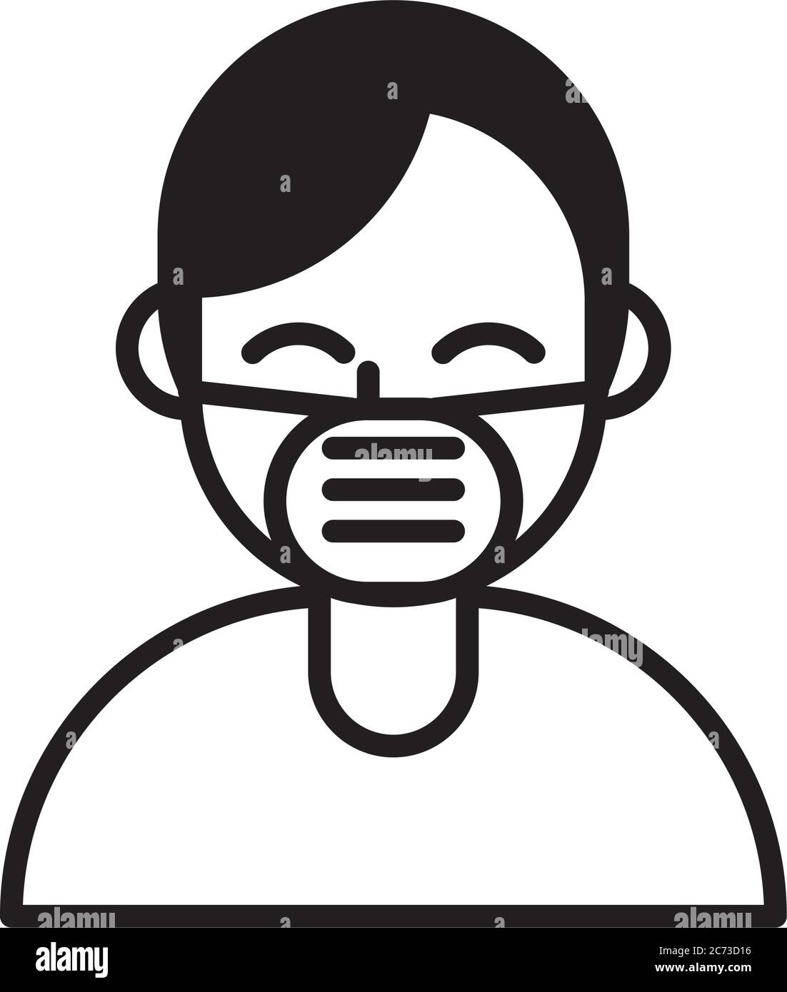 man using face mask line style icon vector illustration design Stock ...