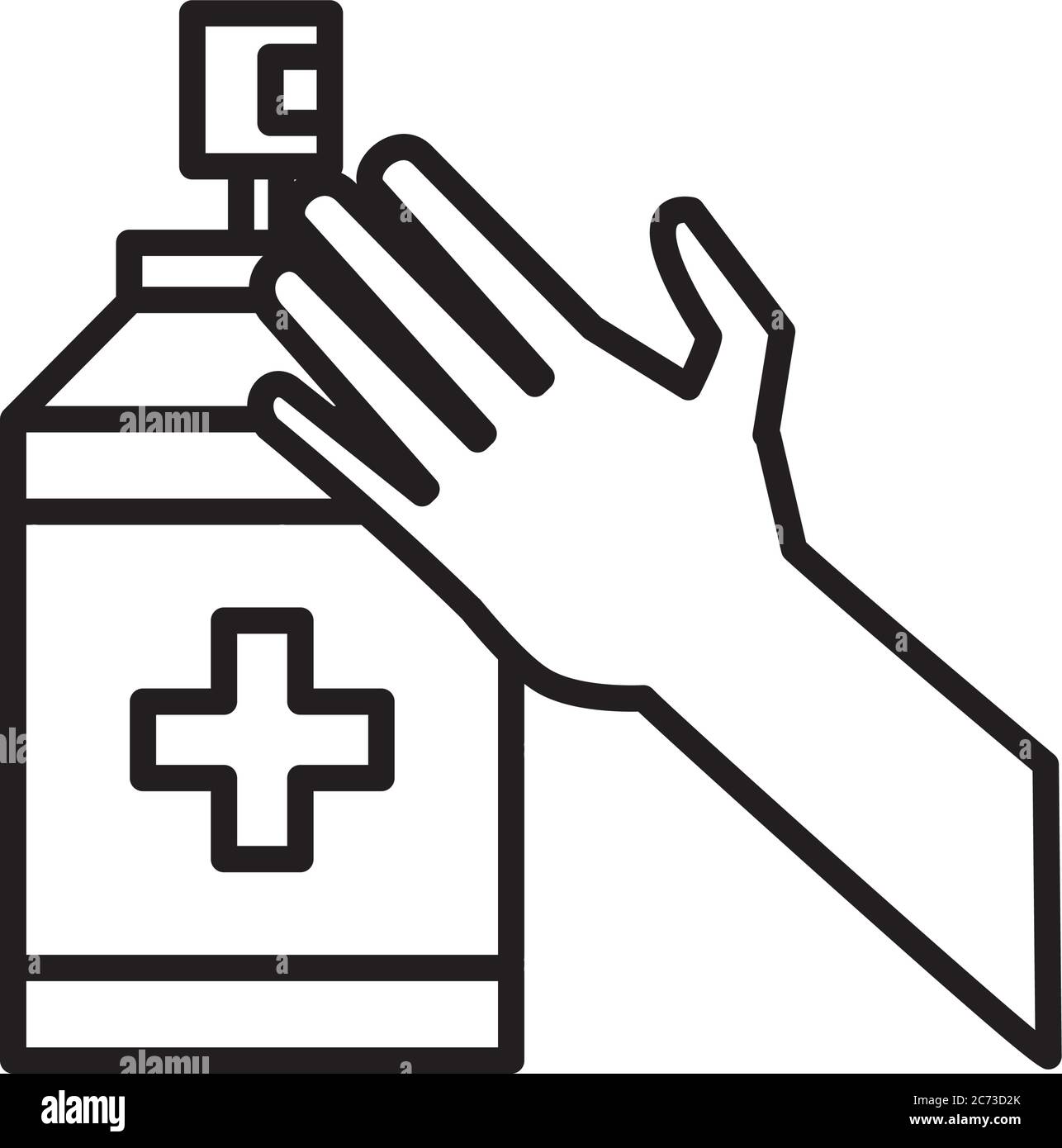 hand with antibacterial soap bottle line icon vector illustration ...