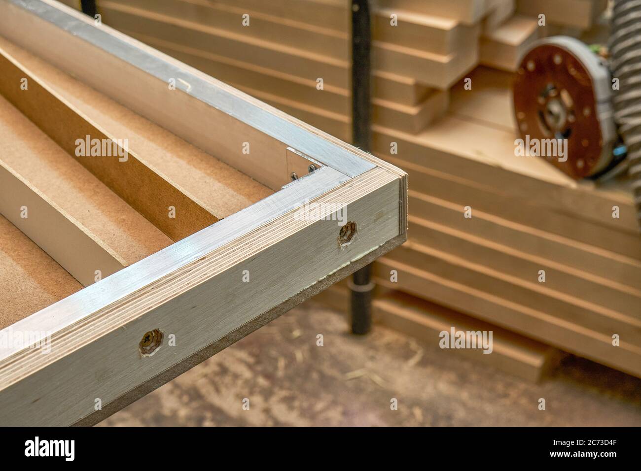 Joinery. Design of the countertop dining table. Countertop aluminum