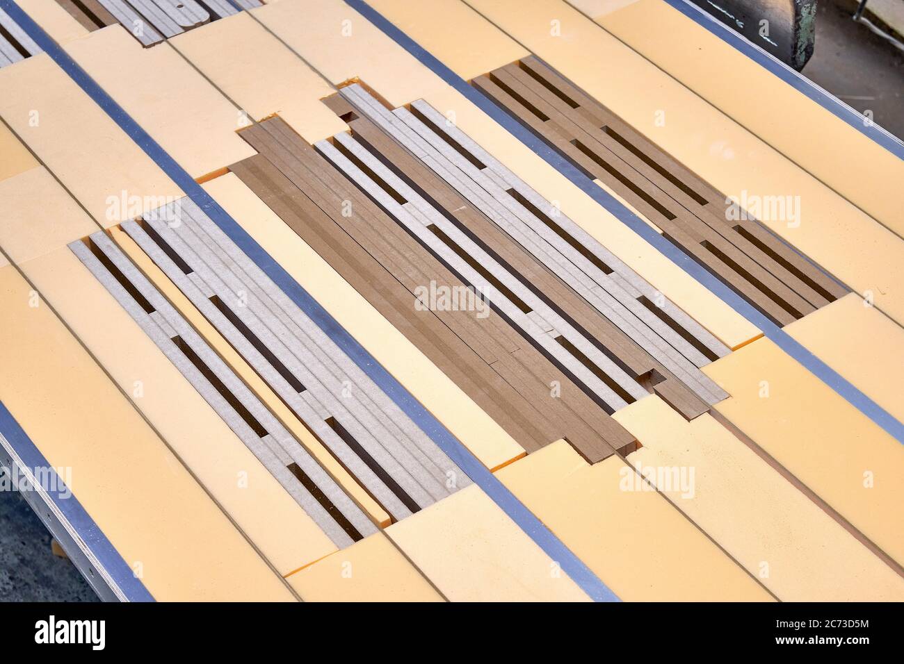 Joinery. Design of the countertop dining table. Countertop aluminum frame manufacturing process
