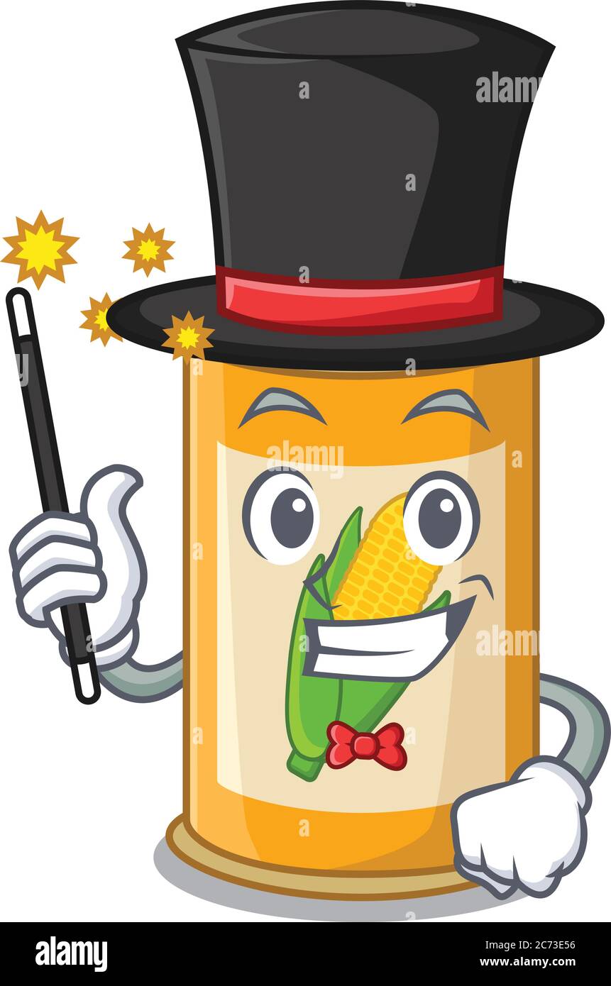 A gorgeous smart Magician of corn tin cartoon design style Stock Vector ...