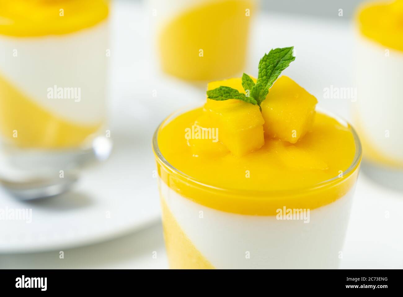 Italian dessert mango panna cotta Stock Photo - Alamy