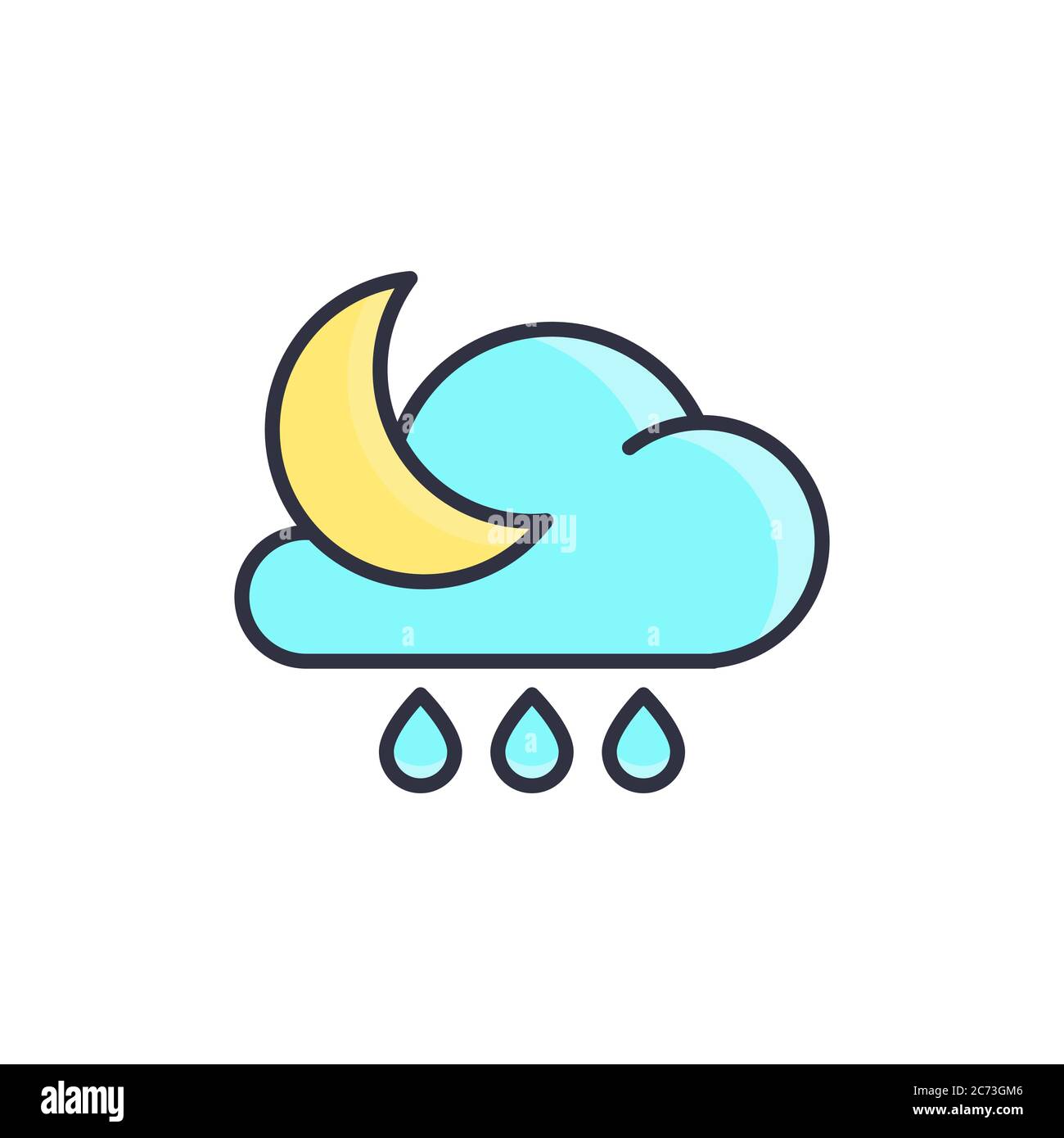 Cloud rain and moon vector icon symbol weather isolated on white ...