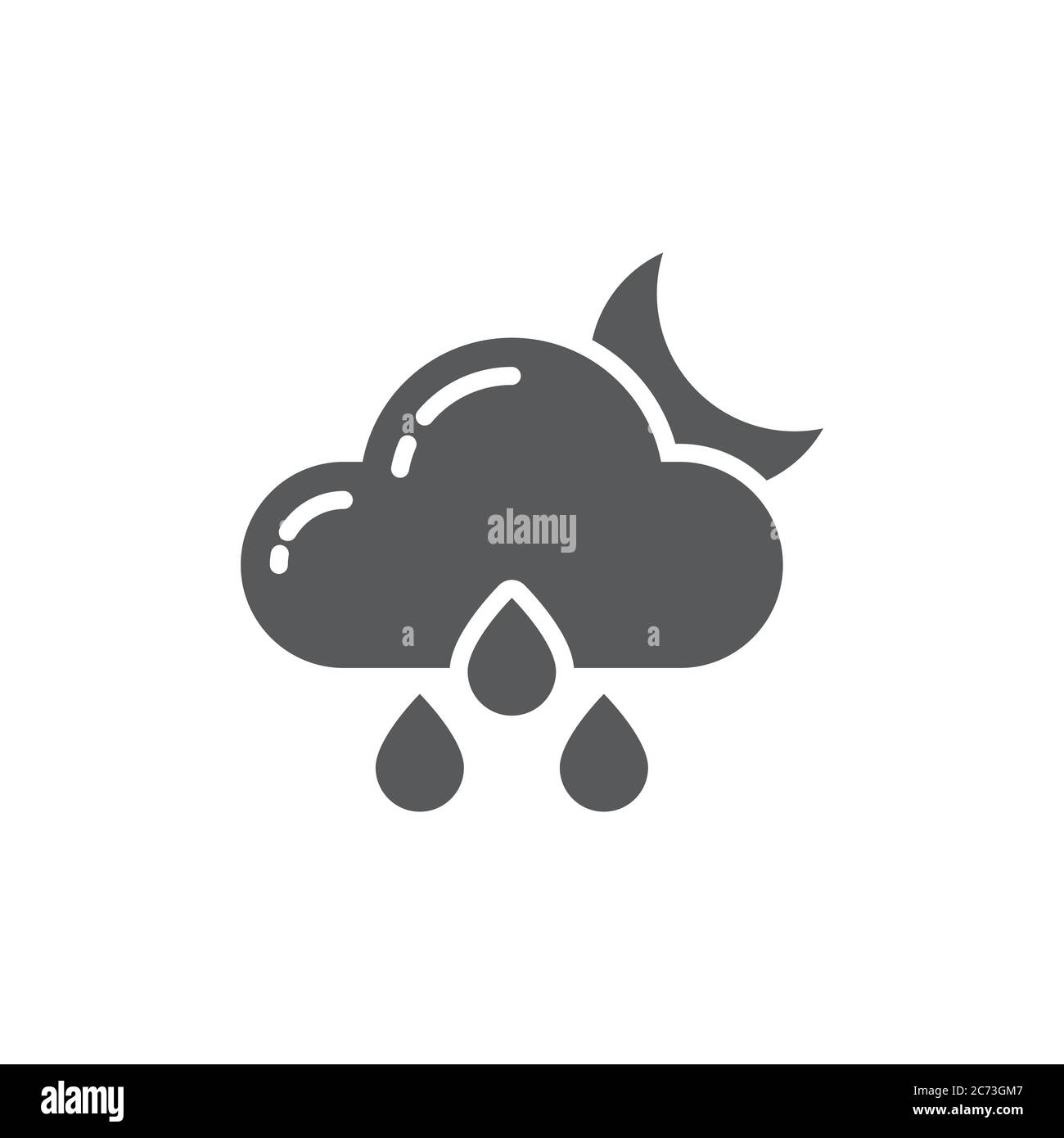Cloud rain and moon vector icon symbol weather isolated on white ...
