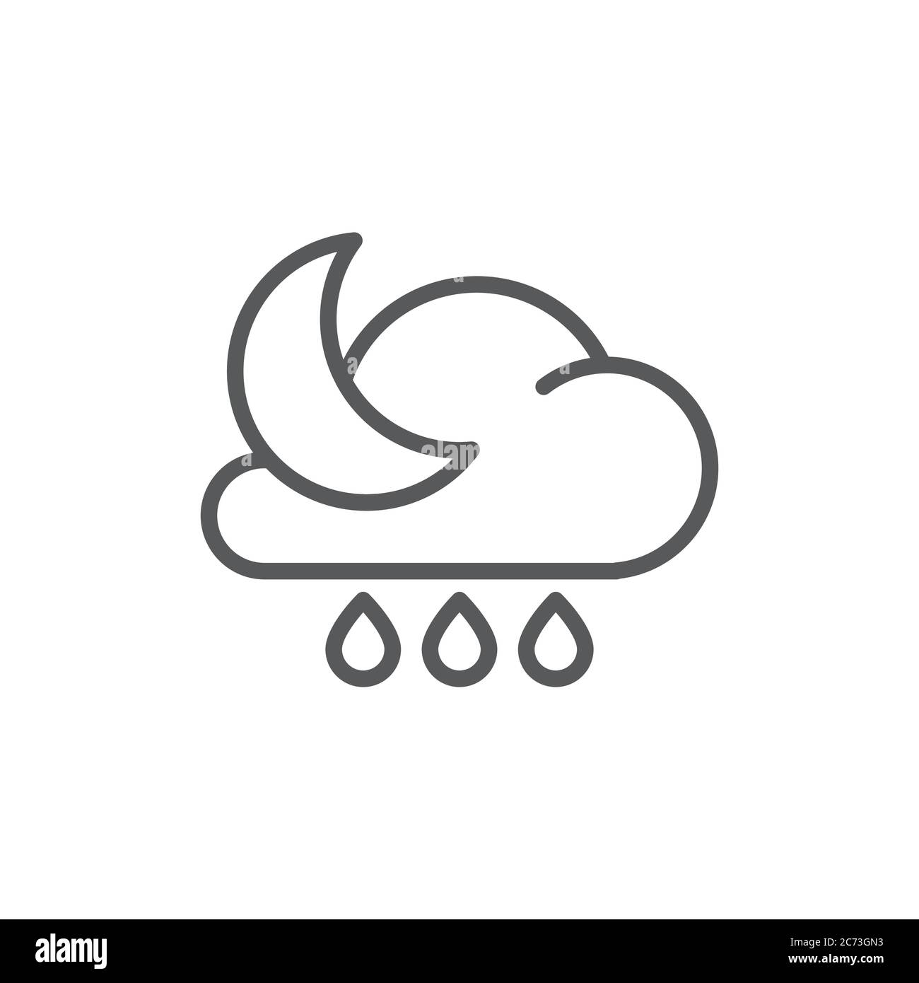 Cloud rain and moon vector icon symbol weather isolated on white ...