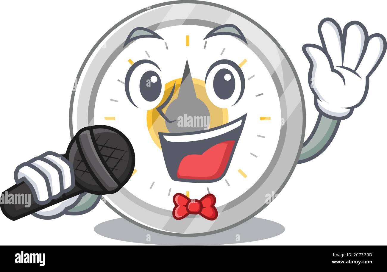 Singing Timer caricature character of old kitchen timer happy singing with a ...