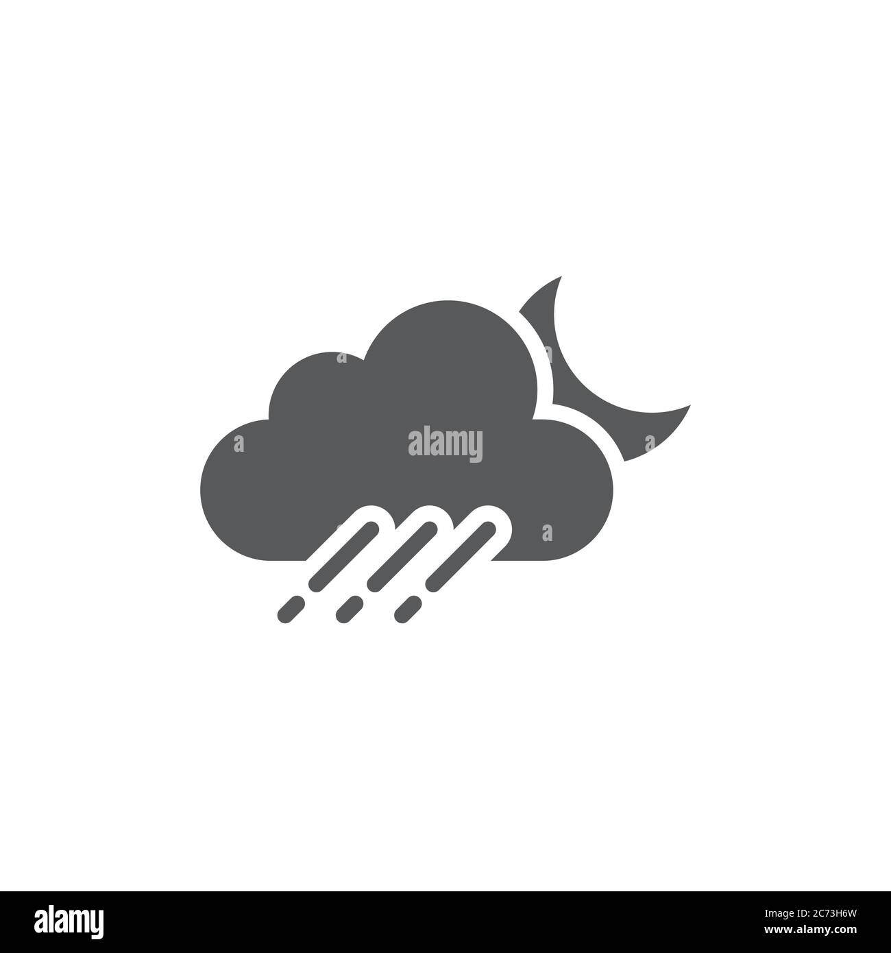 Cloud rain and moon vector icon symbol weather isolated on white ...