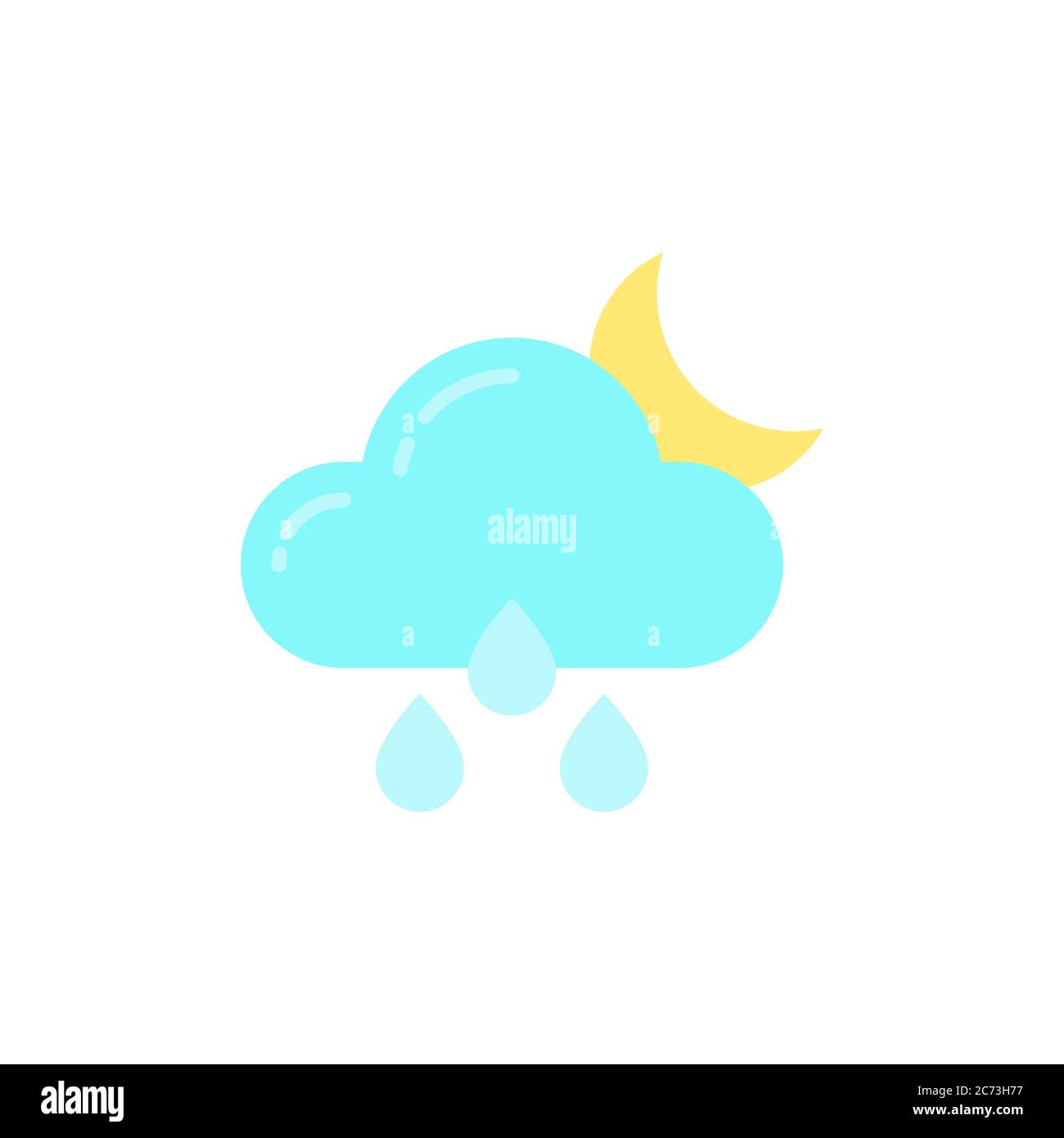 Cloud rain and moon vector icon symbol weather isolated on white ...