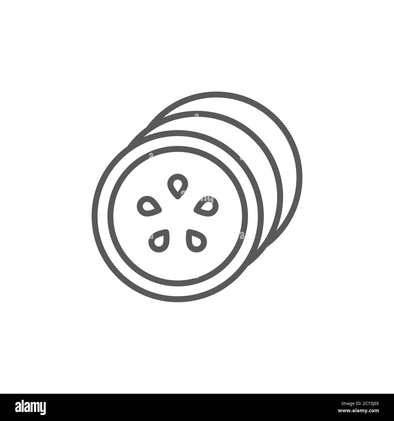 Cucumber slice vector icon symbol isolated on white background Stock Vector