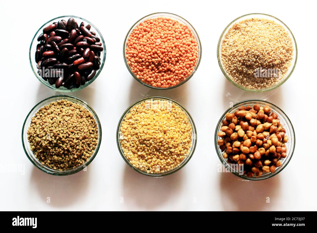 Collection of legumes (chickpeas, green peas, Pink lentils, Indian