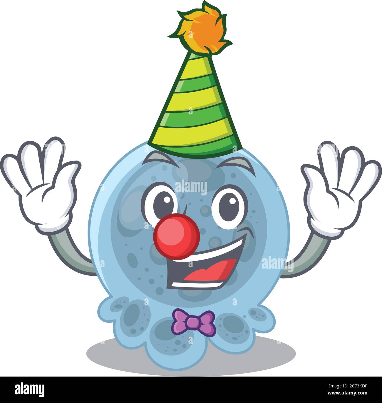 Friendly clown pasteurella mascot character design concept Stock Vector