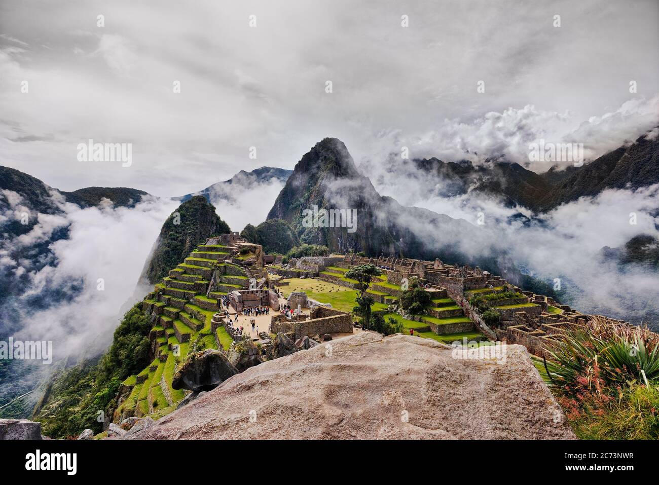 View of the ancient Inca City of Machu Picchu. Stock Photo