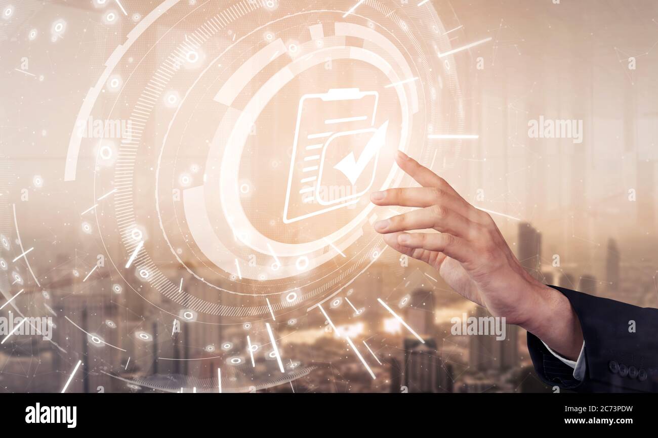Compliance rule law and regulation graphic interface for business quality policy Stock Photo