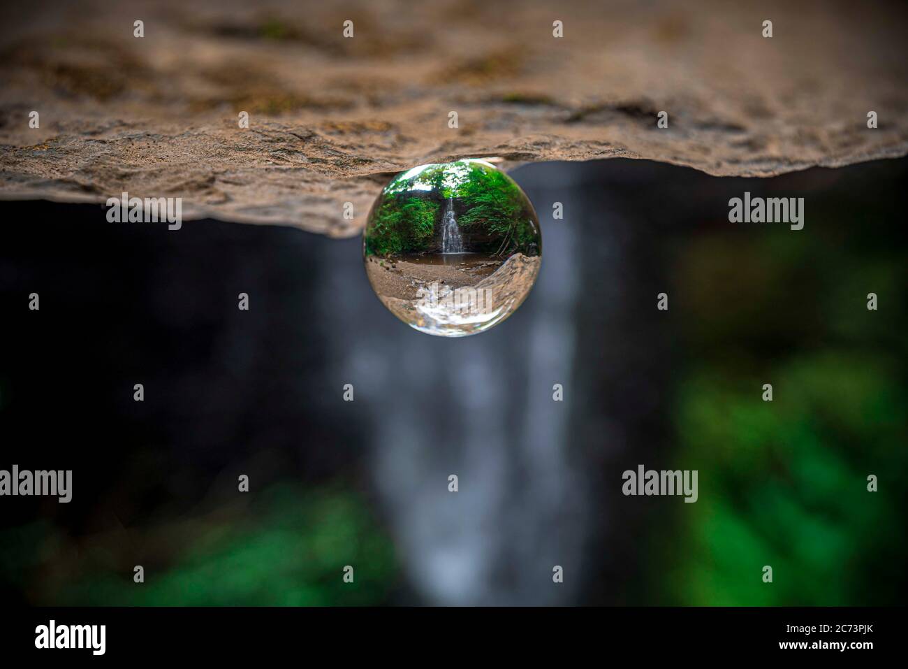 Waterfall through a looking glass Stock Photo