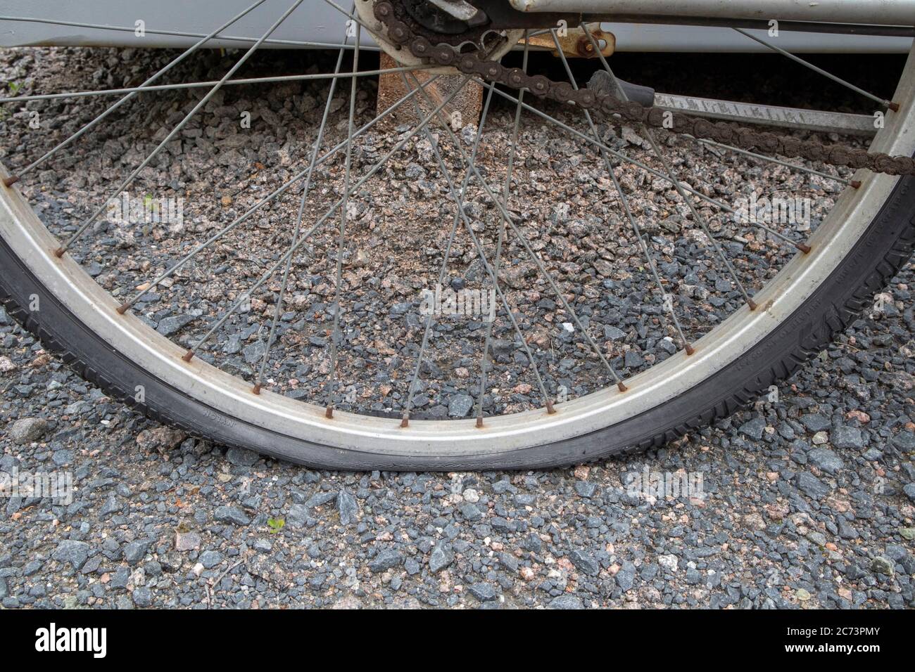 flat bicycle tire Stock Photo Alamy